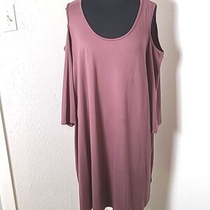 As U Wish Dark Mauve Cold-Shoulder Dress, Size 3X